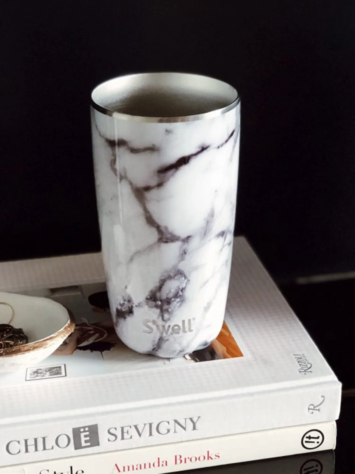 S'well Tumbler 18oz, White Marble