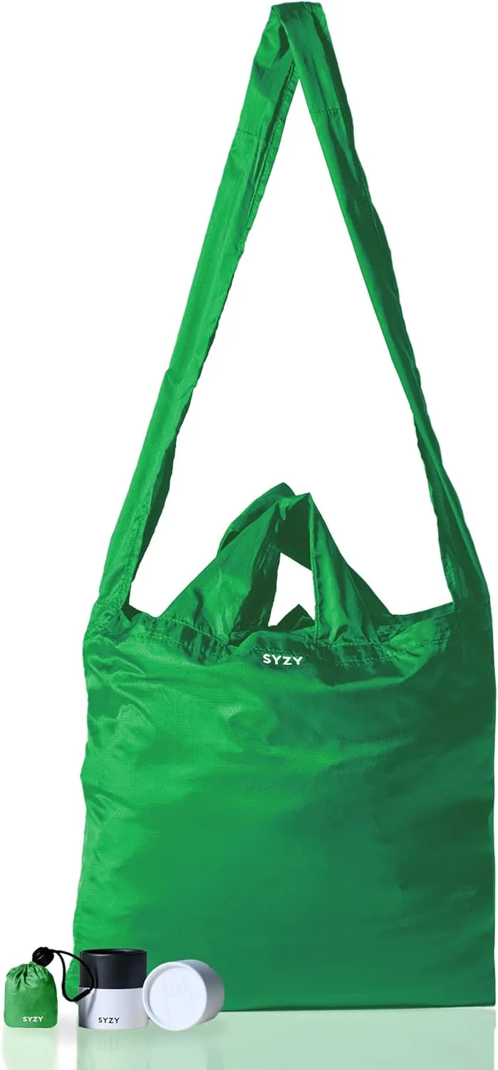 SYZY World's Most Compact Travel Tote Bag Portable Shopping Beach Market Bag - Reusable Collapsible Stuffable
