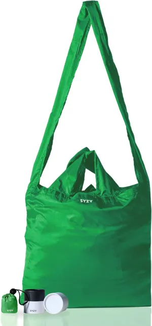 SYZY World's Most Compact Travel Tote Bag Portable Shopping Beach Market Bag - Reusable Collapsible Stuffable