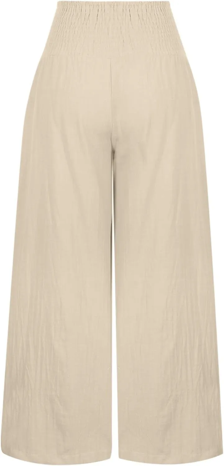 TARIENDY Palazzo Pants for Women Dressy Ladies high Waist Beach Outfits Wide Leg Casual Pants Lightweight Elastic Trousers