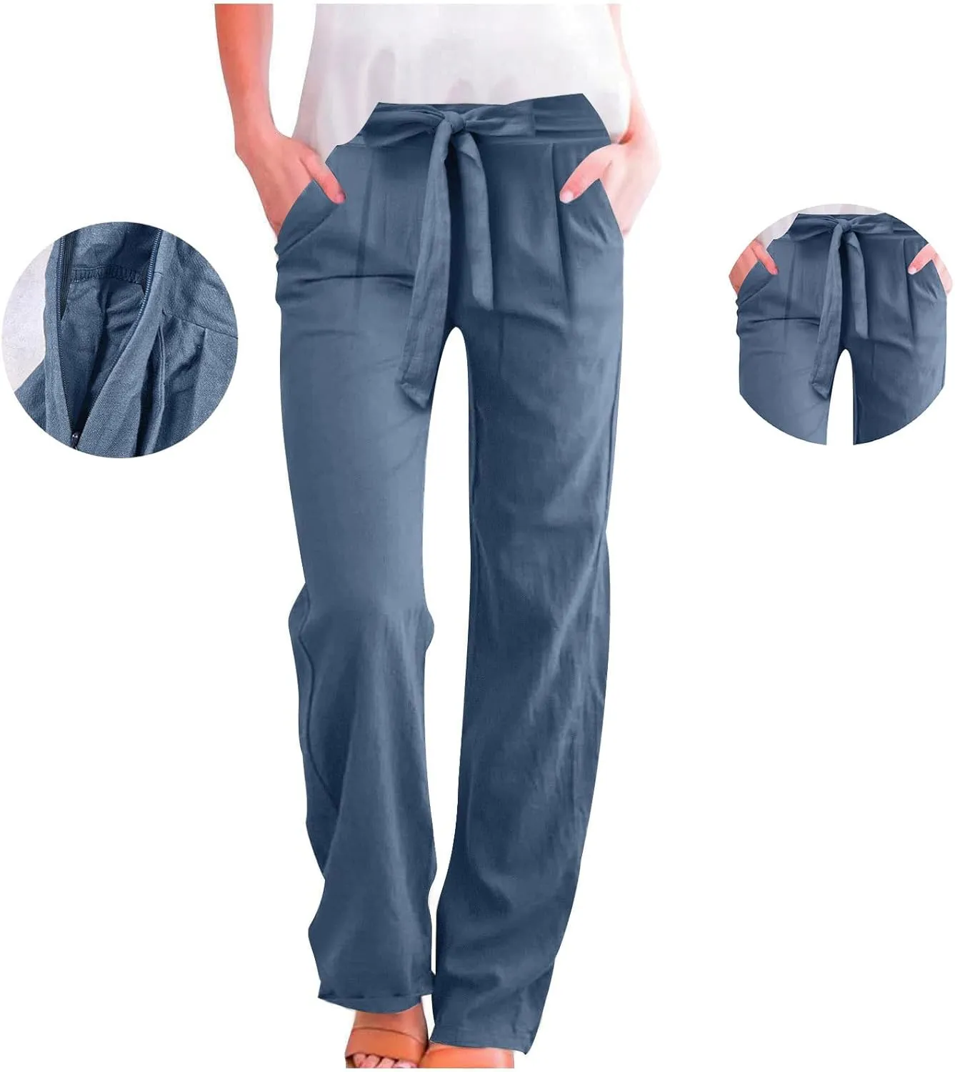TARIENDY Petite Pants for Women Dressy Ladies 2025 Summer Comfy Outfits Casual high Waist Pants Elastic Drawstring Trousers