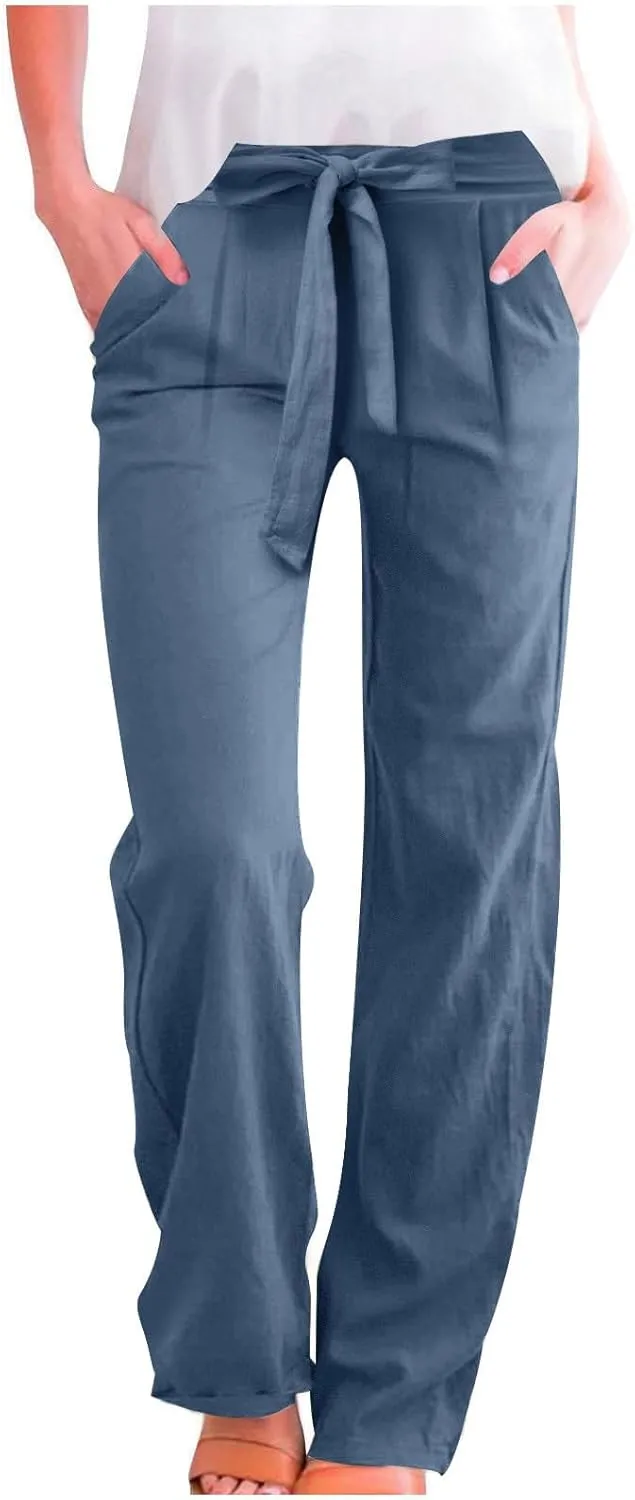TARIENDY Petite Pants for Women Dressy Ladies 2025 Summer Comfy Outfits Casual high Waist Pants Elastic Drawstring Trousers
