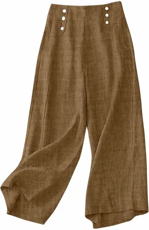 TARIENDY Wide Leg Pants for Women High Waisted Elatsic Pants Beach Casual Summer Trousers Loose Comfy Palazzo Pants 2025