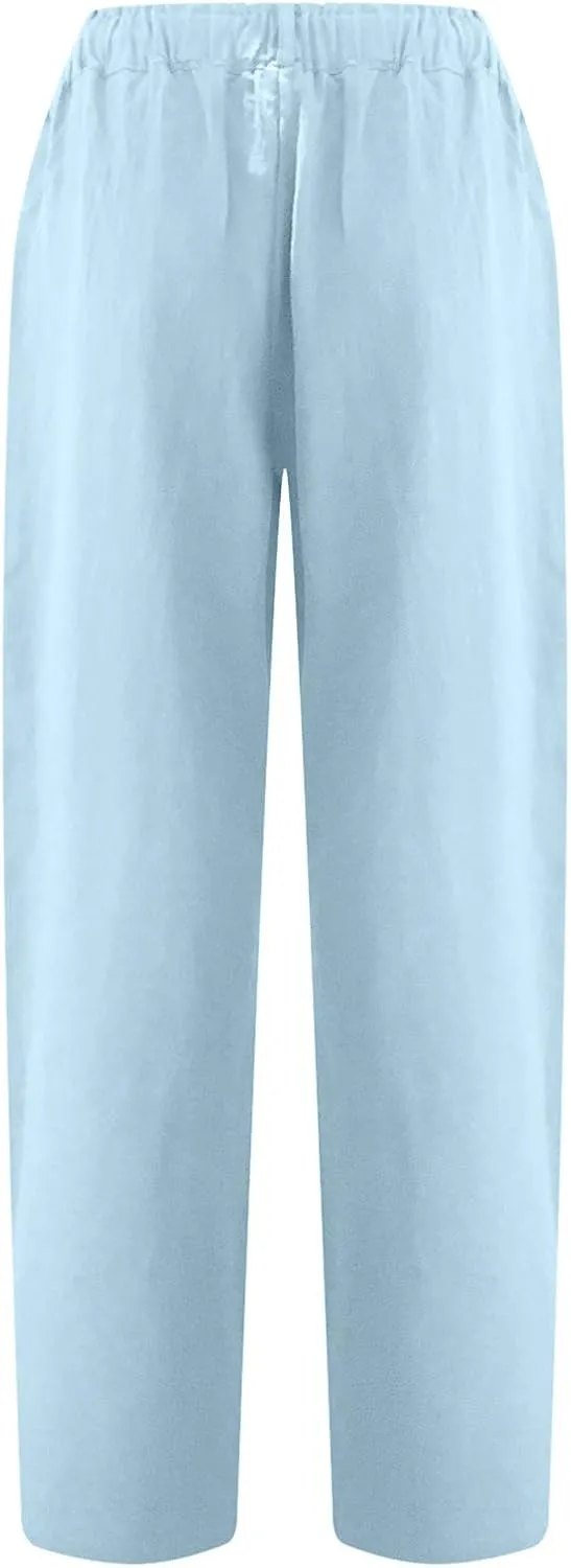 TARIENDY Womens Capri Pants Casual Summer Drawstring Elastic Waist Pant Comfy Lounge Beach Cropped Trousers with Pockets