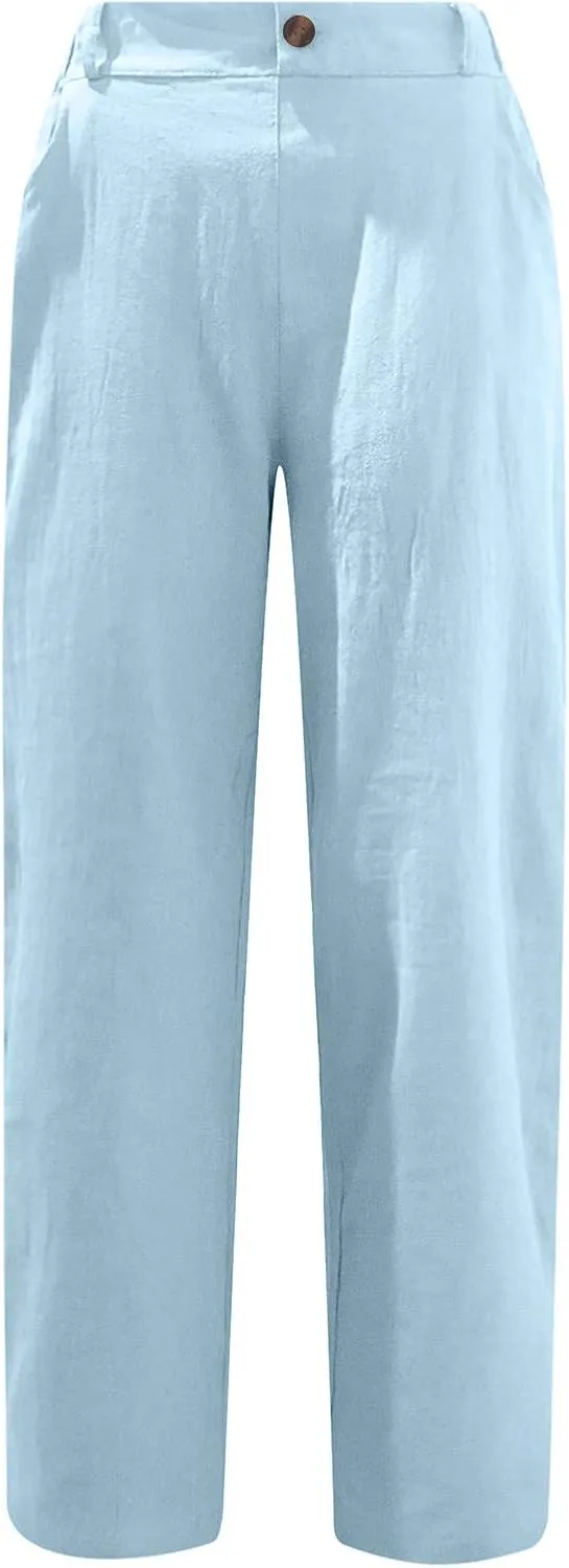 TARIENDY Womens Capri Pants Casual Summer Drawstring Elastic Waist Pant Comfy Lounge Beach Cropped Trousers with Pockets