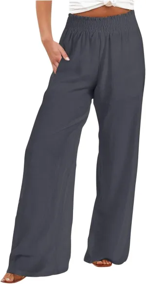 TARIENDY Womens Palazzo Pants Summer Casual Boho Wide Leg High Waisted Trousers Lounge Beach Outfits with Pockets 2025