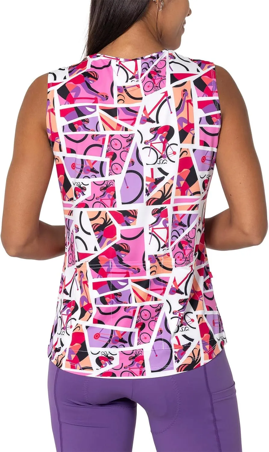Terry Cycling Jersey Womens Soleil Split Tank Top for Women, UPF 50   Sleeveless Bike Jersey Summer Top