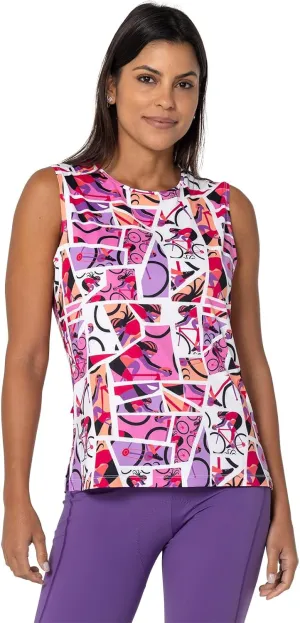 Terry Cycling Jersey Womens Soleil Split Tank Top for Women, UPF 50   Sleeveless Bike Jersey Summer Top
