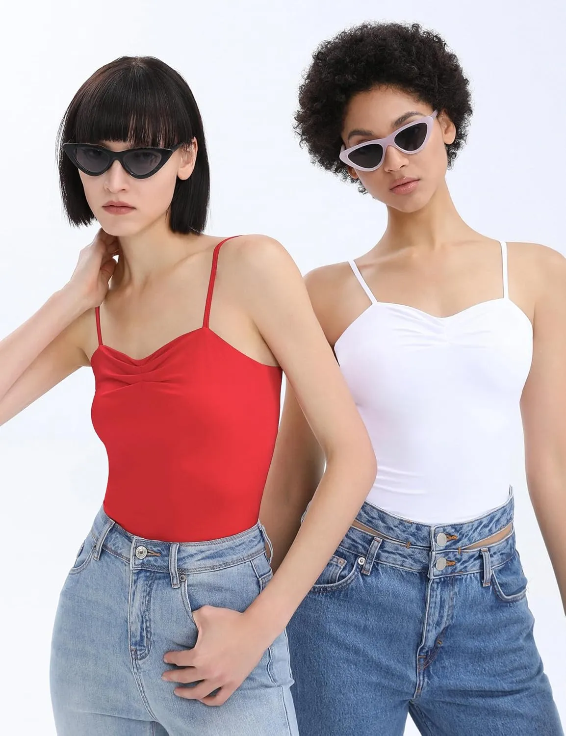 TFSDOD Women's Sleeveless Tank Top Sexy Sweetheart Neck Going Out Crop Top Cute Y2K Pleated Strappy Vest Cami Shirt