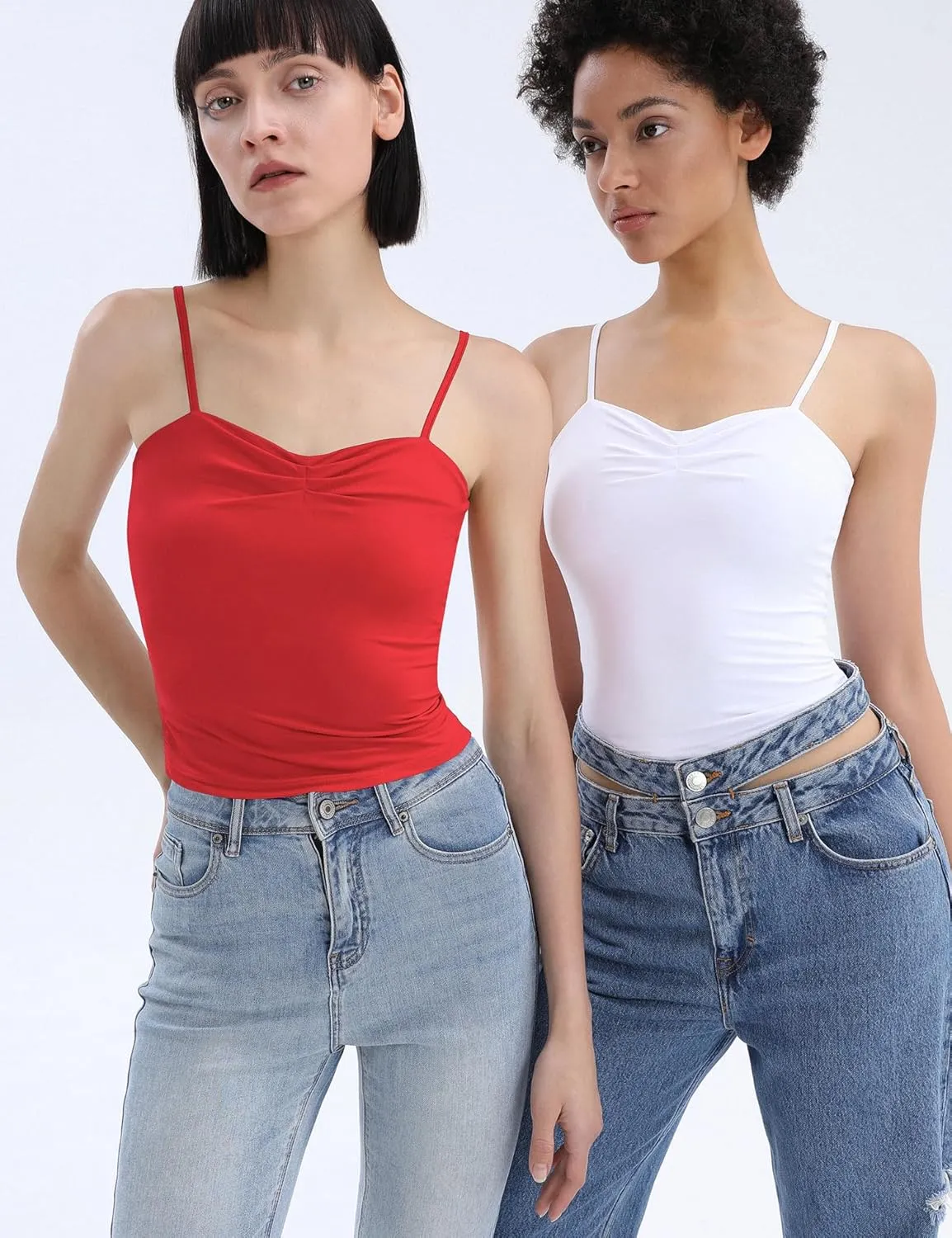 TFSDOD Women's Sleeveless Tank Top Sexy Sweetheart Neck Going Out Crop Top Cute Y2K Pleated Strappy Vest Cami Shirt