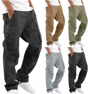 Thatrich Mens Cargo Pants Slim-Fit Casual Trousers Straight Leg Sweatpants Workout Running Pant Fall Sportswear for Jogging