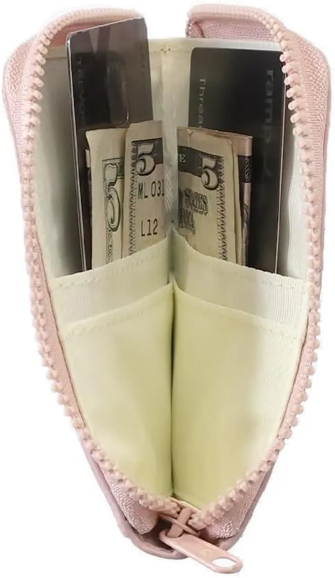Thread Wallets RFID Blocking Leather Zip Wallet with Card Holder for Men and Women (Rose Dust)