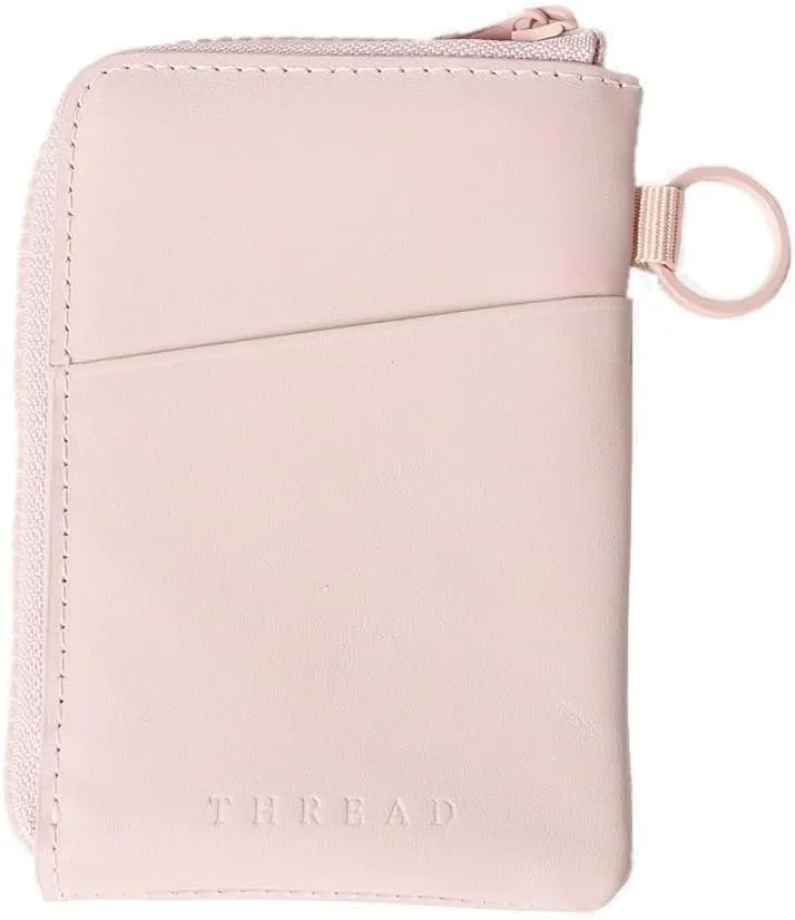 Thread Wallets RFID Blocking Leather Zip Wallet with Card Holder for Men and Women (Rose Dust)