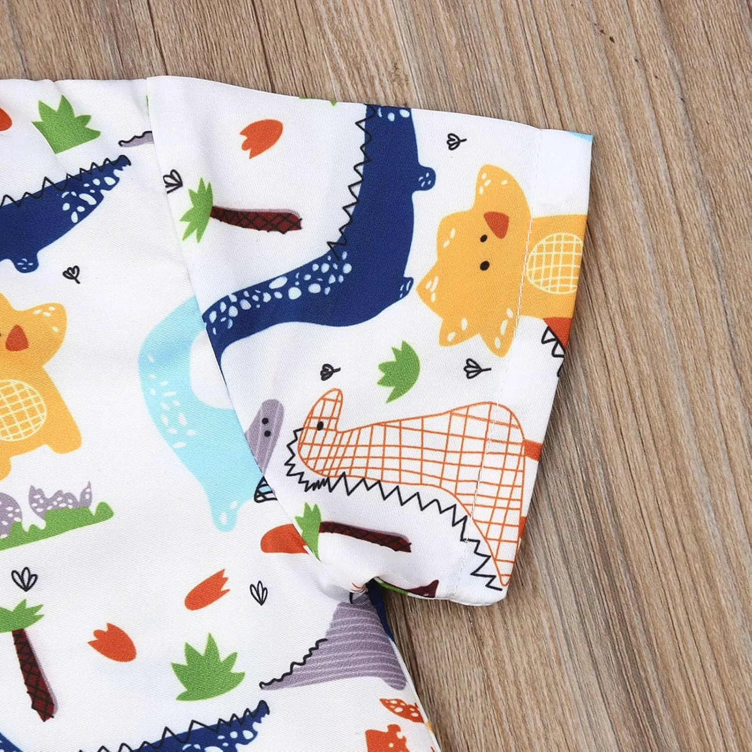 Toddler Boys Dress Clothes Kids Animal Print Button Down Shirt Solid Color Shorts Boys Summer Gentleman Suit Outfit