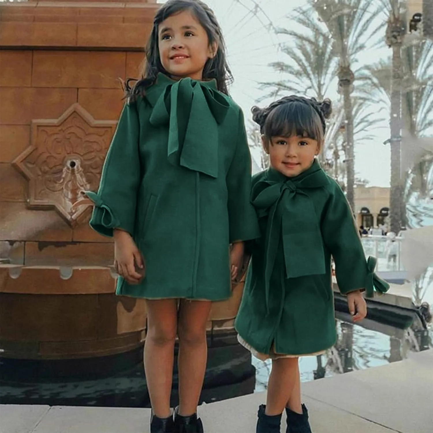 Toddler Girls Trench Coat Long Winter Jacket Kids Girls' Dress Coat Wool Blend Long Peacoat Faux Fur Jacket Outerwear
