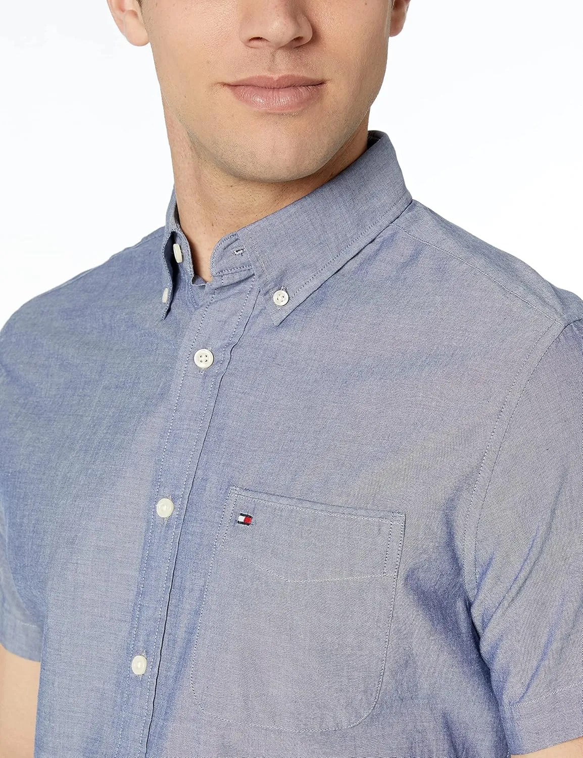 Tommy Hilfiger Men's Short Sleeve Casual Button Down Shirt in Custom Fit