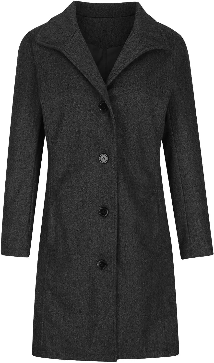 Trench Coat for Women 2024 Casual Lapel Single Breasted Pea Coat Trendy Winter Warm Wool Coats Mid-Long Overcoat