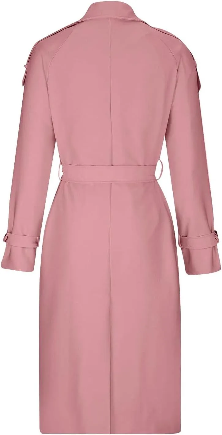 Trench Coat For Women 2024 Winter Trendy Pea Coats Double Breasted Fall Fashion Lapel Collar Outerwear Long Jacket