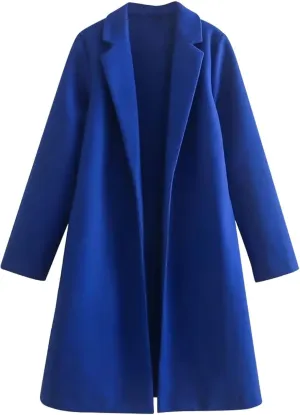 Trench Coats for Women, Elegant Mid Long Windproof Coat Winter Slim Jackets Windbreaker Solid Outerwear 2024