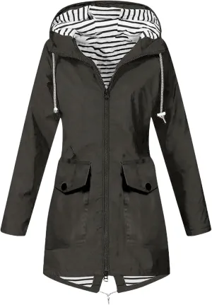 Trench Coats For Women Outdoor Trench Raincoat With Hood Lightweight Plus Size For Girls Lightweight Trench Coat