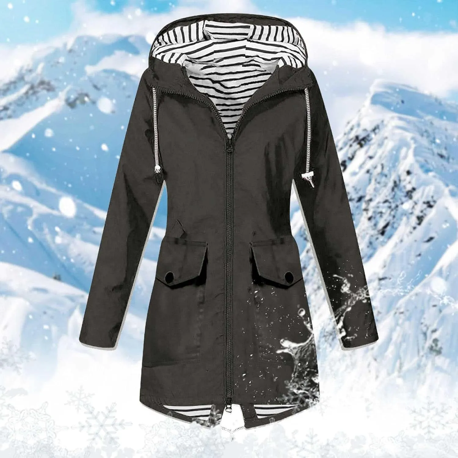 Trench Coats For Women Outdoor Trench Raincoat With Hood Lightweight Plus Size For Girls Lightweight Trench Coat