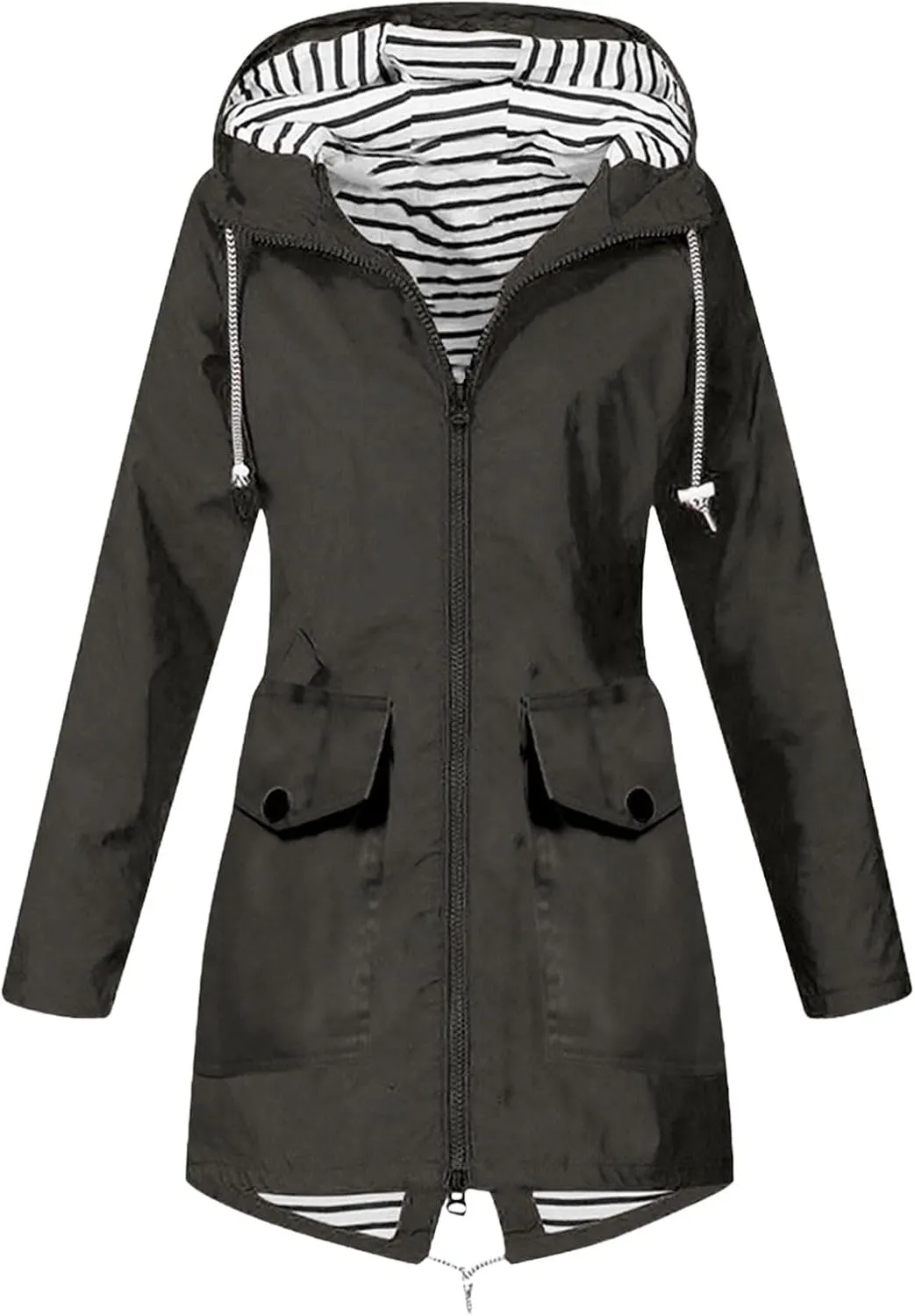 Trench Coats For Women Outdoor Trench Raincoat With Hood Lightweight Plus Size For Girls Lightweight Trench Coat