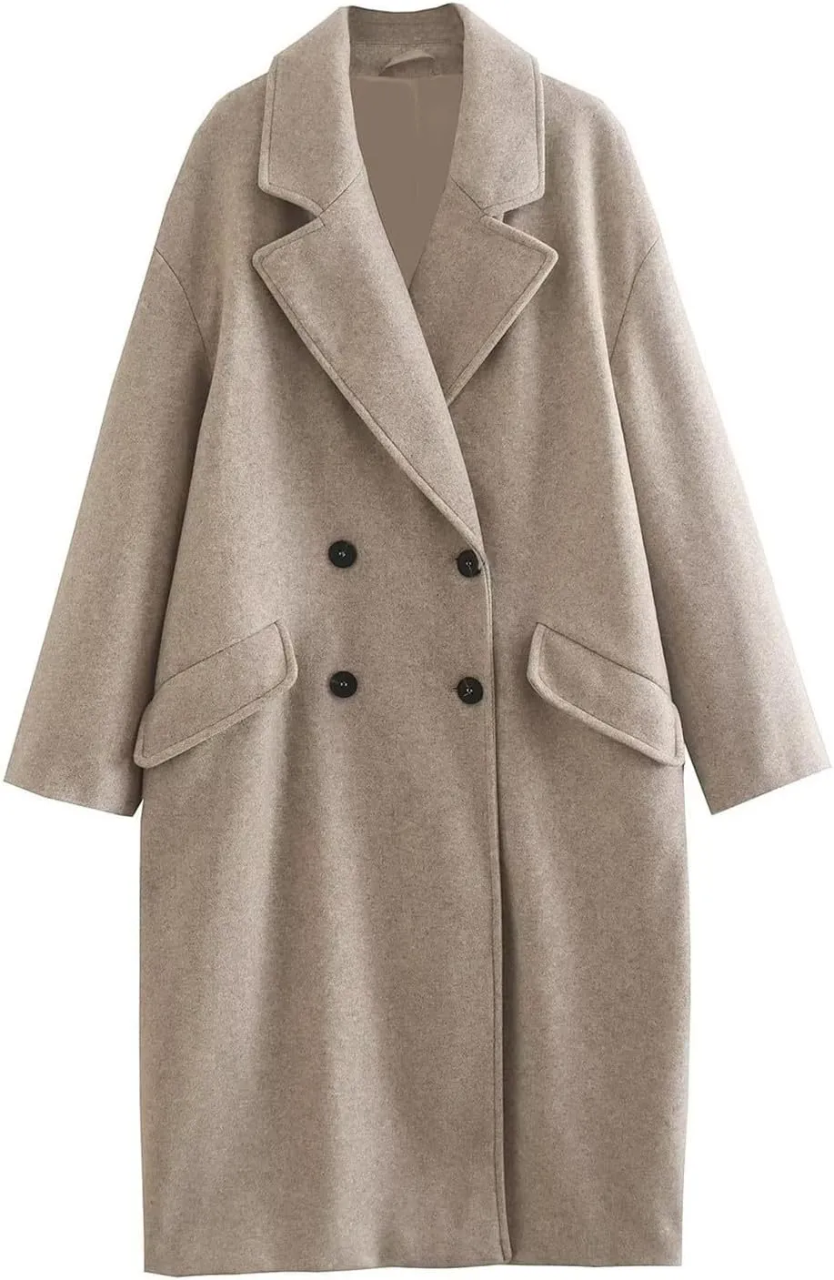 Trench Coats for Women Winter Wool Blend Pea Coat Casual Notched Lapel Collar Overcoat Long Jacket Outerwear