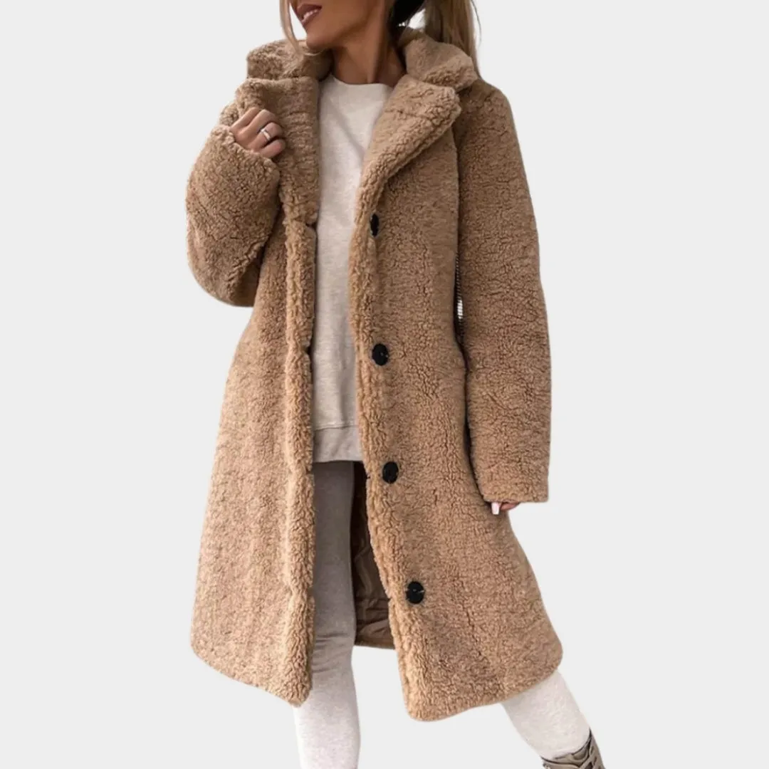 Trendy Womens Long Teddy Overcoat  Autumn Winter Single-Breasted Trench Coat - Multiple Colours