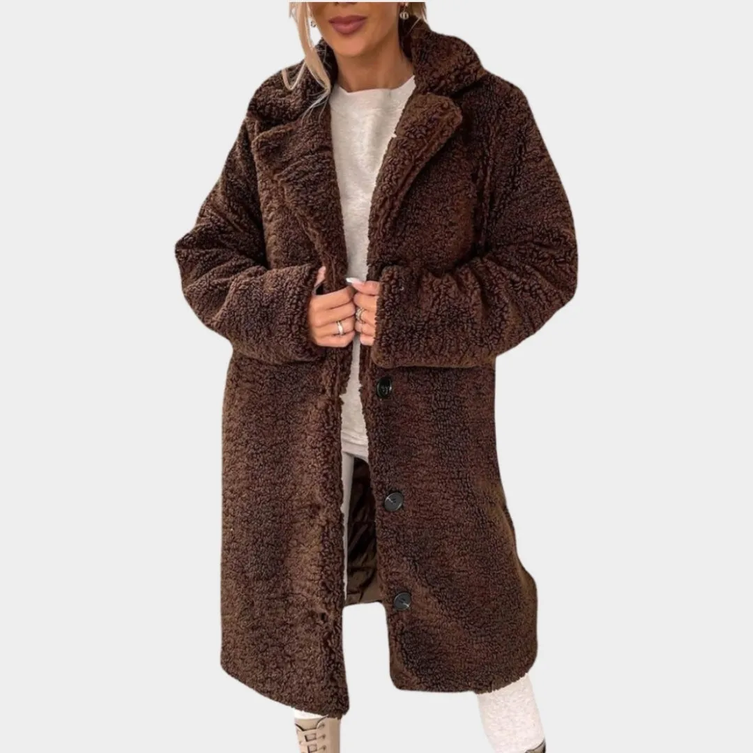 Trendy Womens Long Teddy Overcoat  Autumn Winter Single-Breasted Trench Coat - Multiple Colours