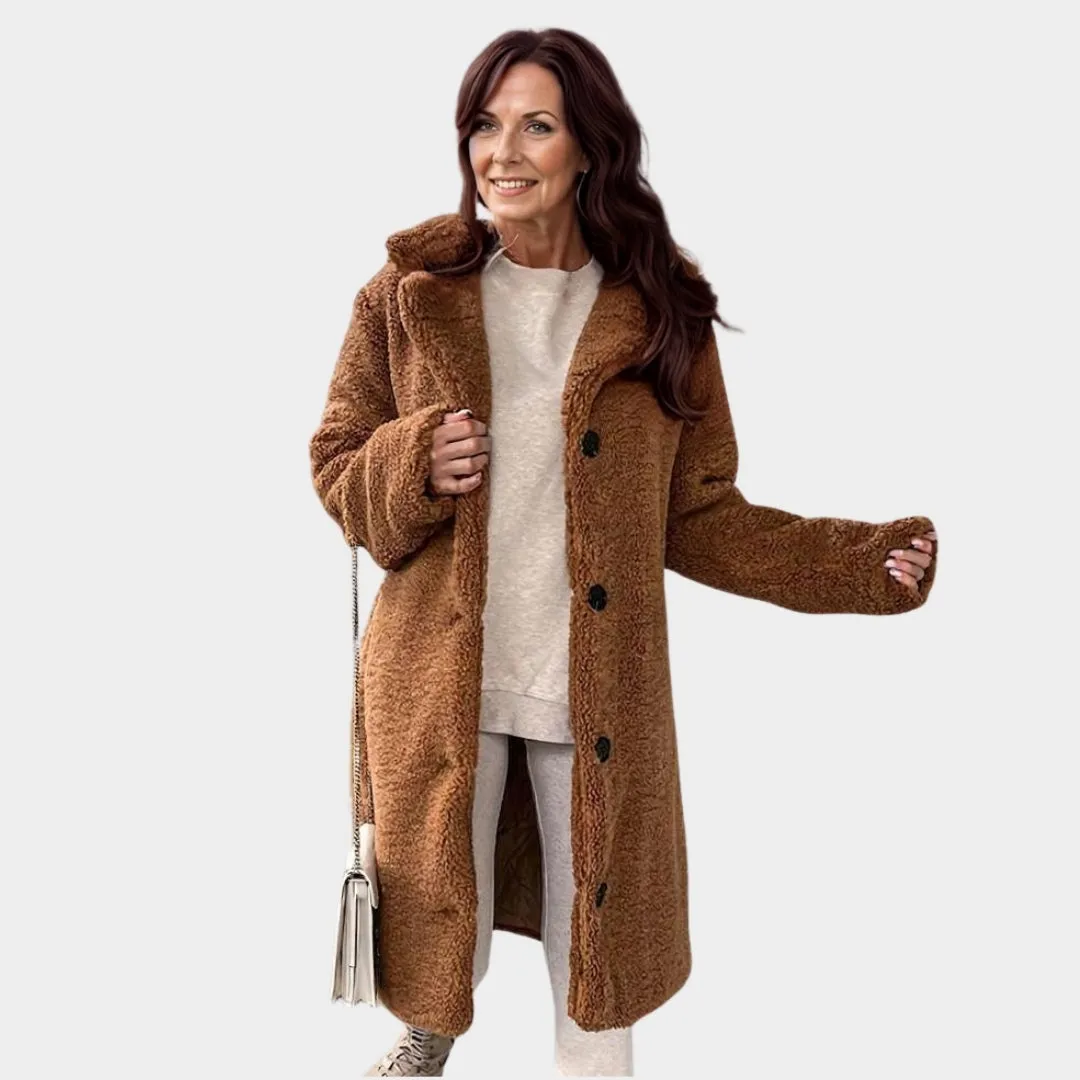 Trendy Womens Long Teddy Overcoat  Autumn Winter Single-Breasted Trench Coat - Multiple Colours