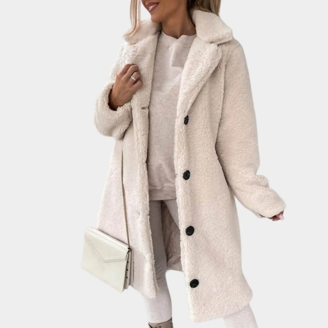 Trendy Womens Long Teddy Overcoat  Autumn Winter Single-Breasted Trench Coat - Multiple Colours