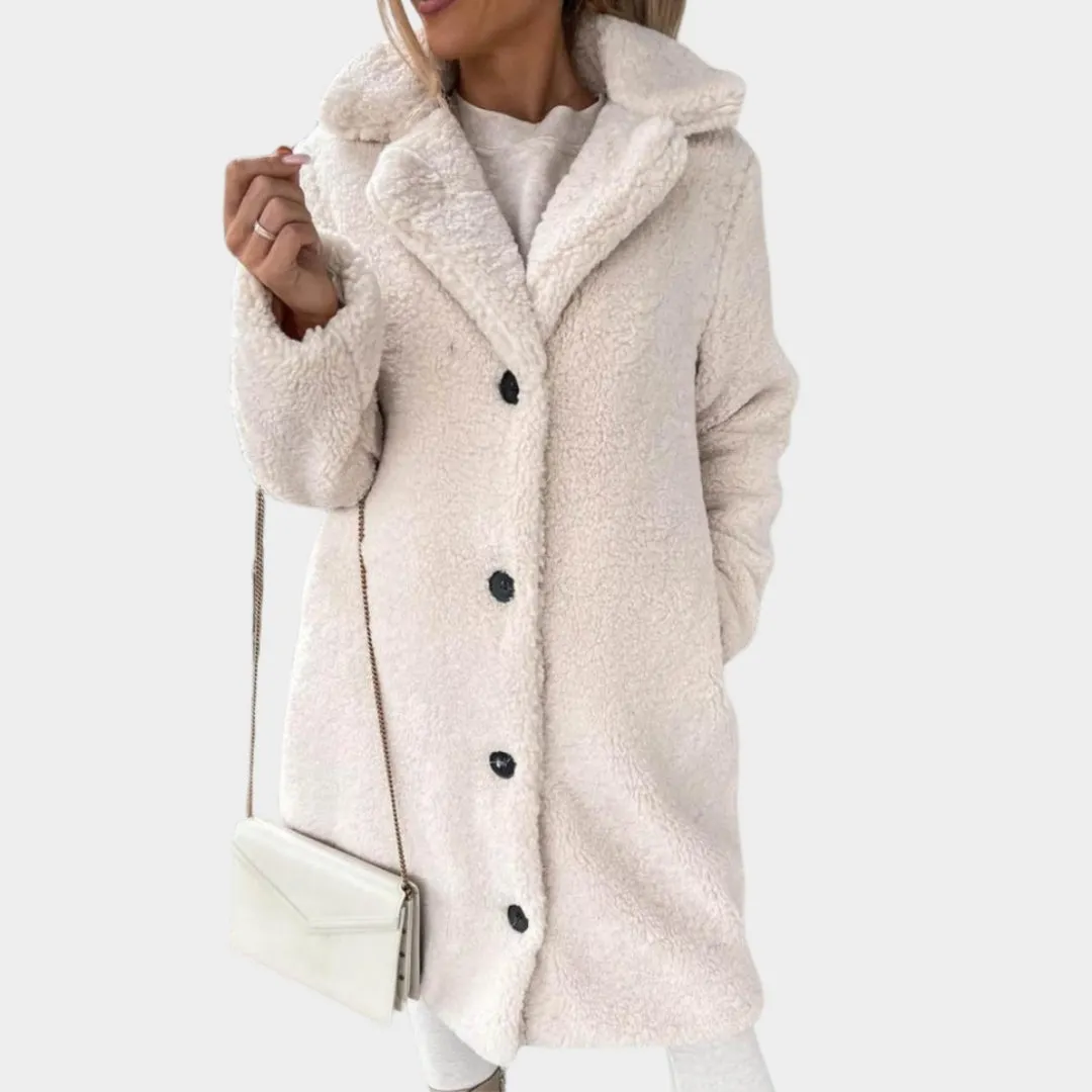 Trendy Womens Long Teddy Overcoat  Autumn Winter Single-Breasted Trench Coat - Multiple Colours