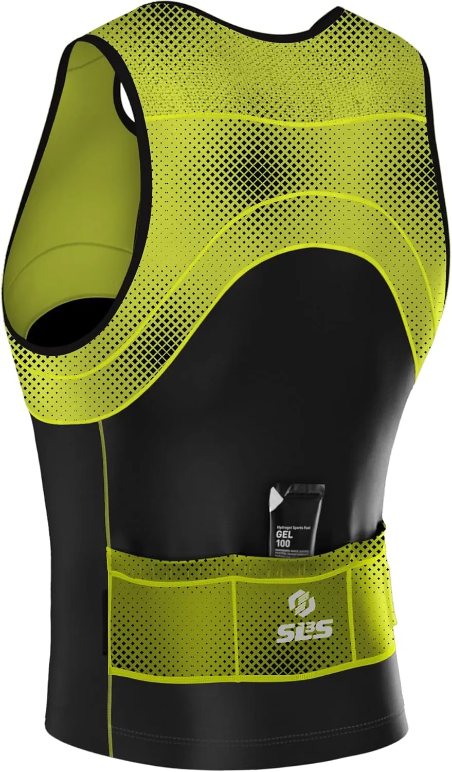 Tri Top Men - Sleeveless Mens Triathlon Top  PRO Premium FX Material - 3 Pocket Triathlon Shirts for Men