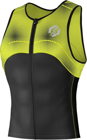 Tri Top Men - Sleeveless Mens Triathlon Top  PRO Premium FX Material - 3 Pocket Triathlon Shirts for Men