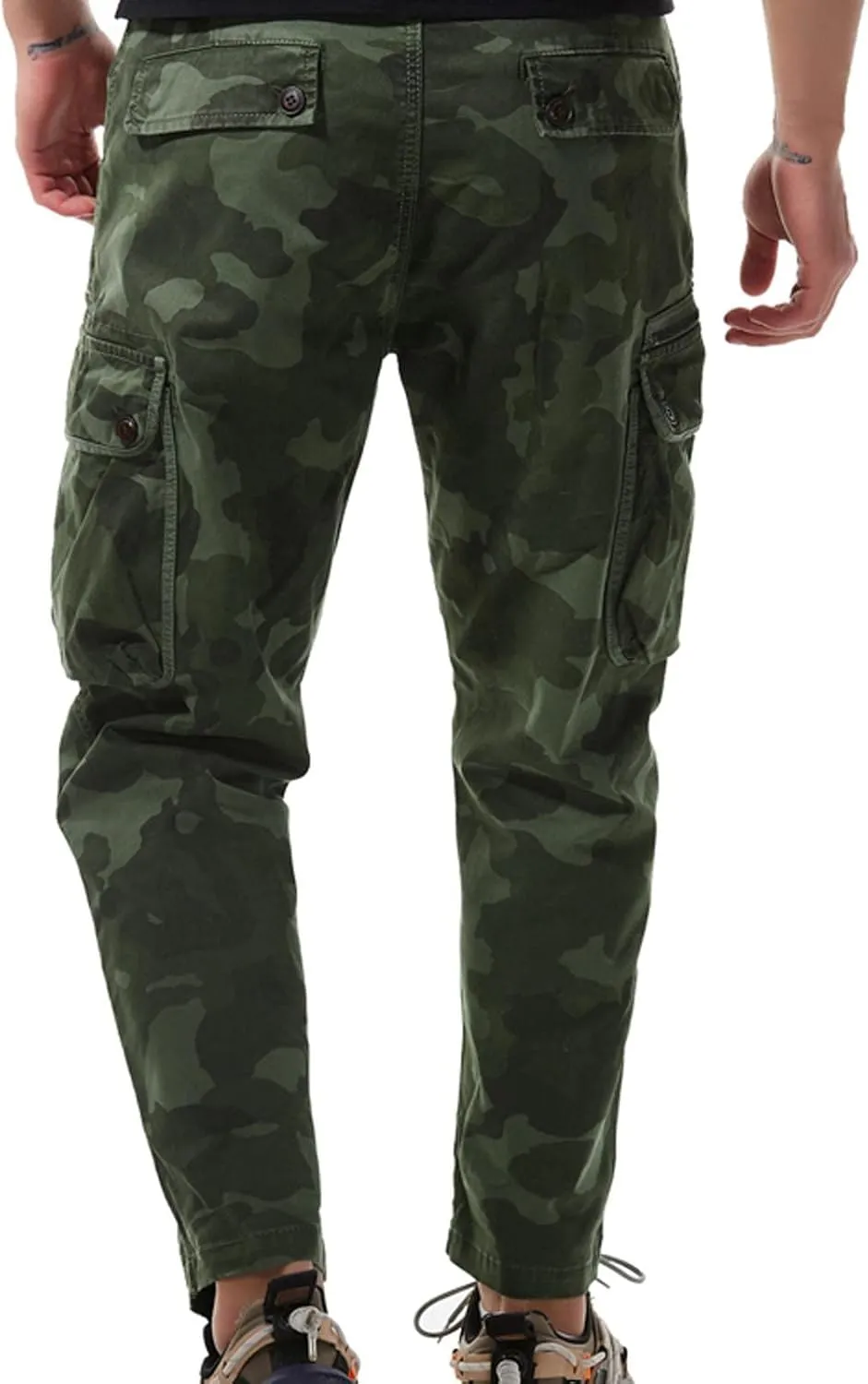 Uillui Mens Cargo Pants Fashion Como Joggers Sweatpants Cotton Stretch Casual Relaxed Fit Ankle Length Harem Streetwear Pant
