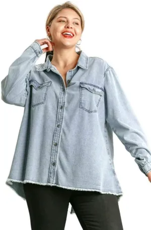Umgee Women's Denim Shacket Shirt Jacket