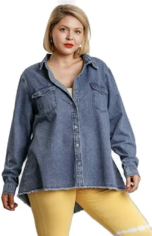 Umgee Women's Denim Shacket Shirt Jacket