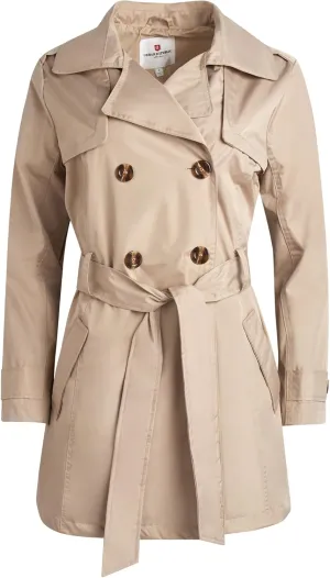 URBAN REPUBLIC Women's Long Trench Coat - Poly-Techno Double Breasted Water-Resistant Overcoat for Women (Sizes: S-XL)