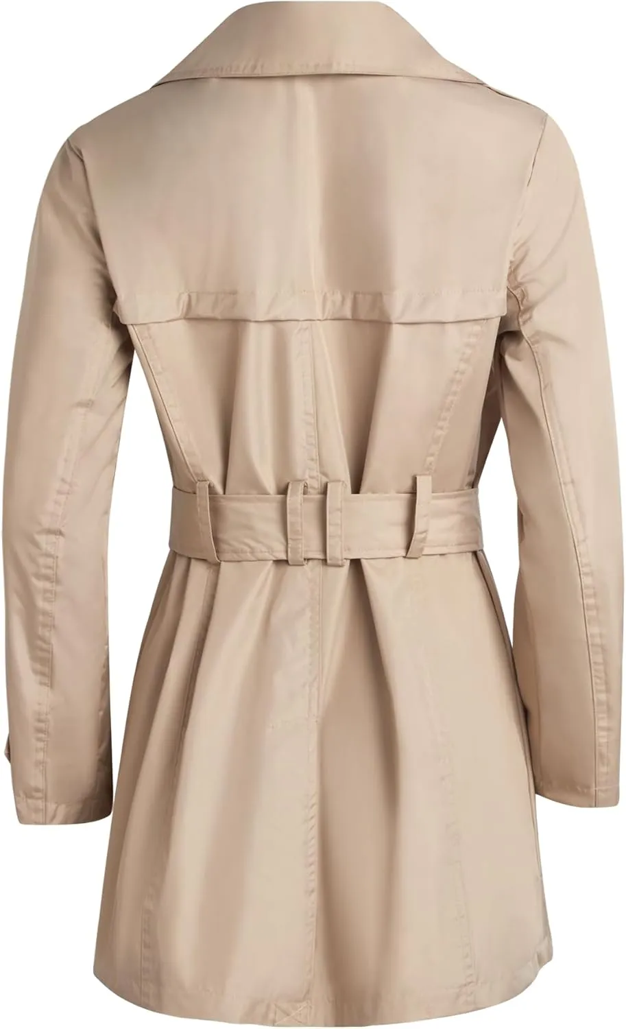 URBAN REPUBLIC Women's Long Trench Coat - Poly-Techno Double Breasted Water-Resistant Overcoat for Women (Sizes: S-XL)