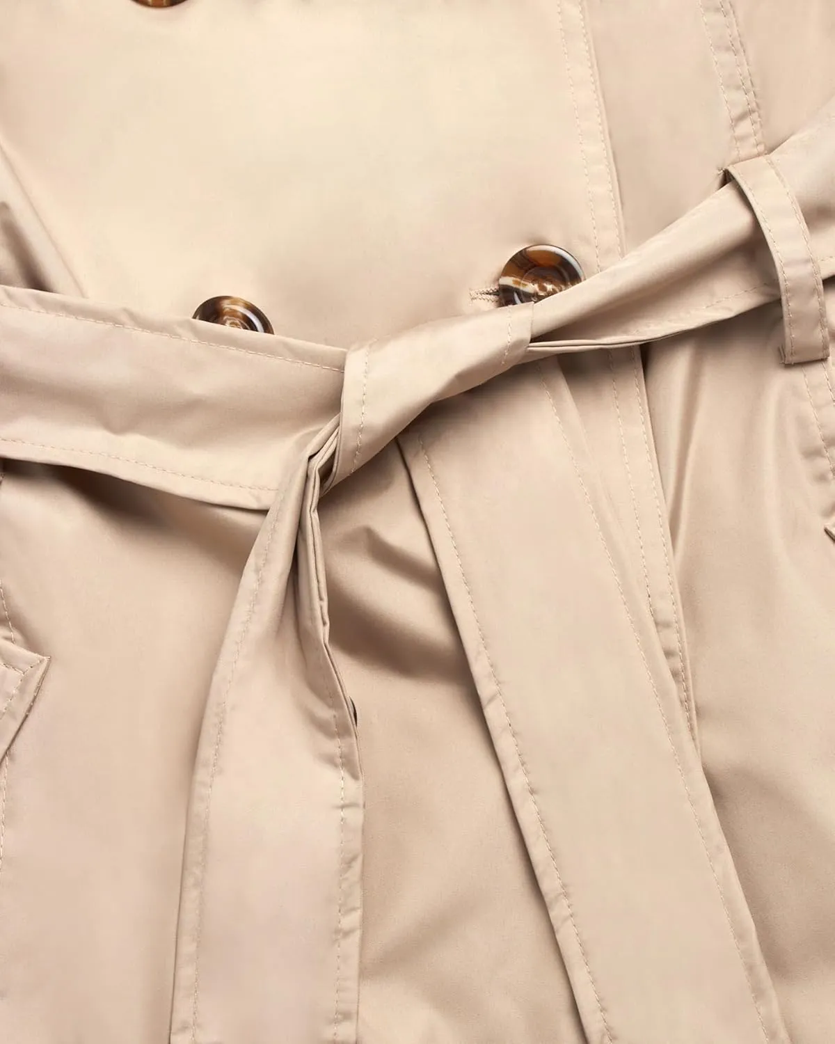 URBAN REPUBLIC Women's Long Trench Coat - Poly-Techno Double Breasted Water-Resistant Overcoat for Women (Sizes: S-XL)