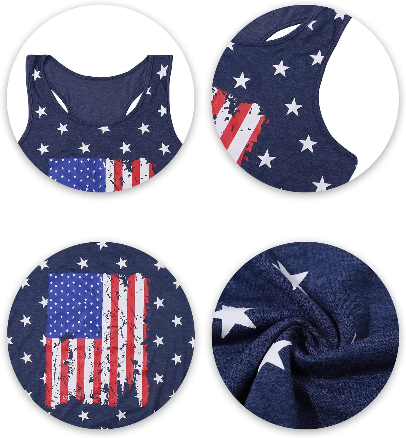USA Tank Tops Women American Flag Sleeveless Shirt Novelty Graphic 4th July Patriotic Shirt Vest Summer Racerback Top