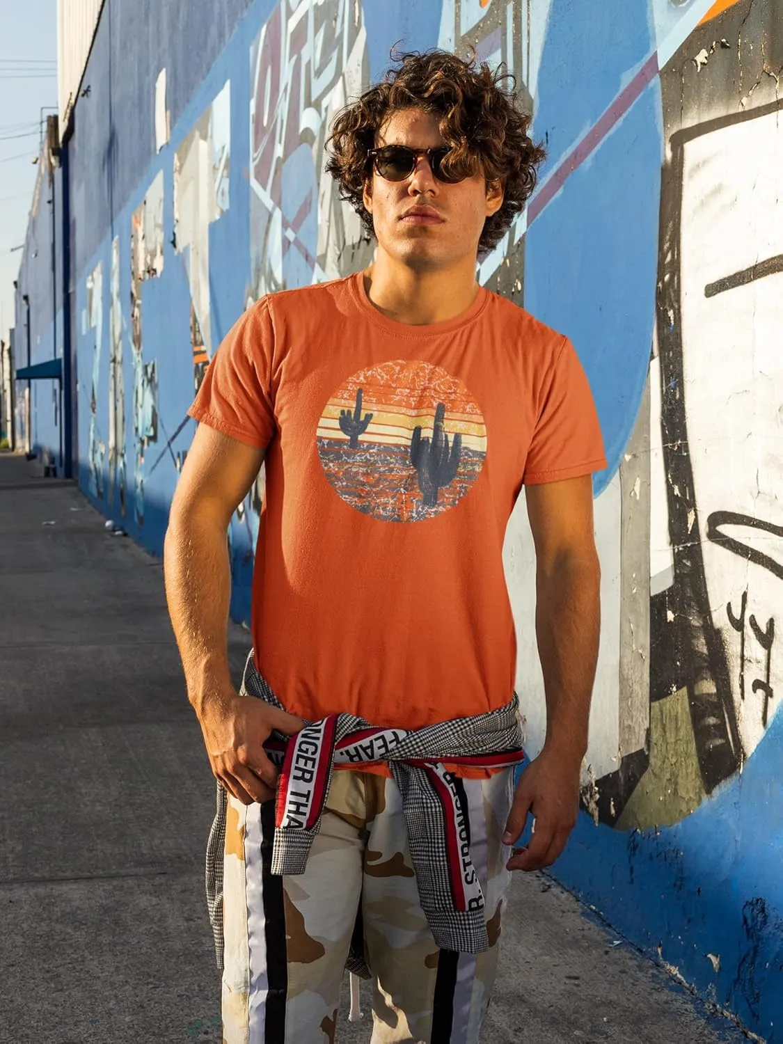 Vintage Cactus Sunset Mens T Shirt