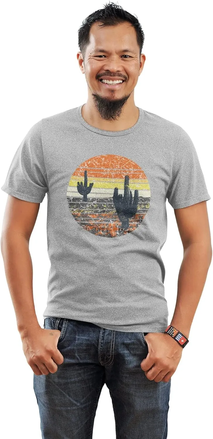 Vintage Cactus Sunset Mens T Shirt