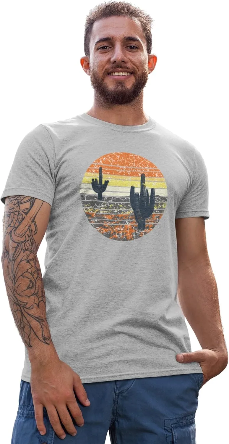 Vintage Cactus Sunset Mens T Shirt