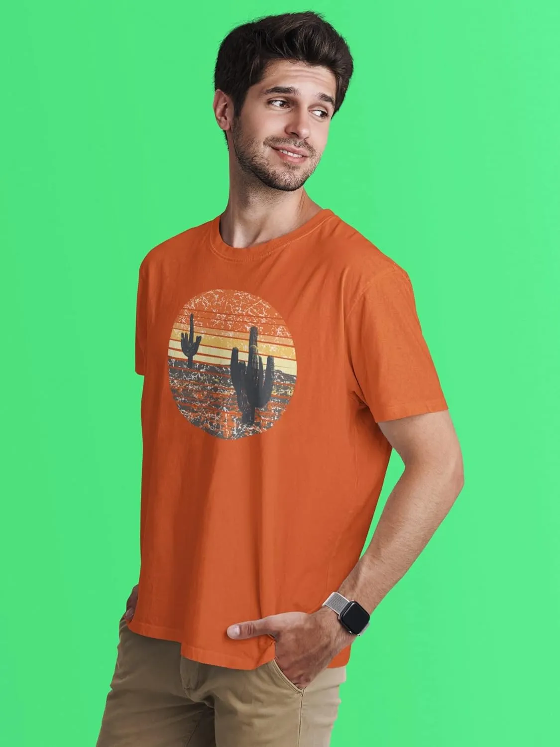 Vintage Cactus Sunset Mens T Shirt