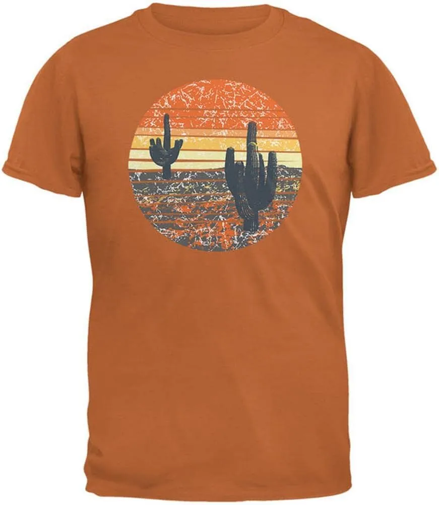 Vintage Cactus Sunset Mens T Shirt