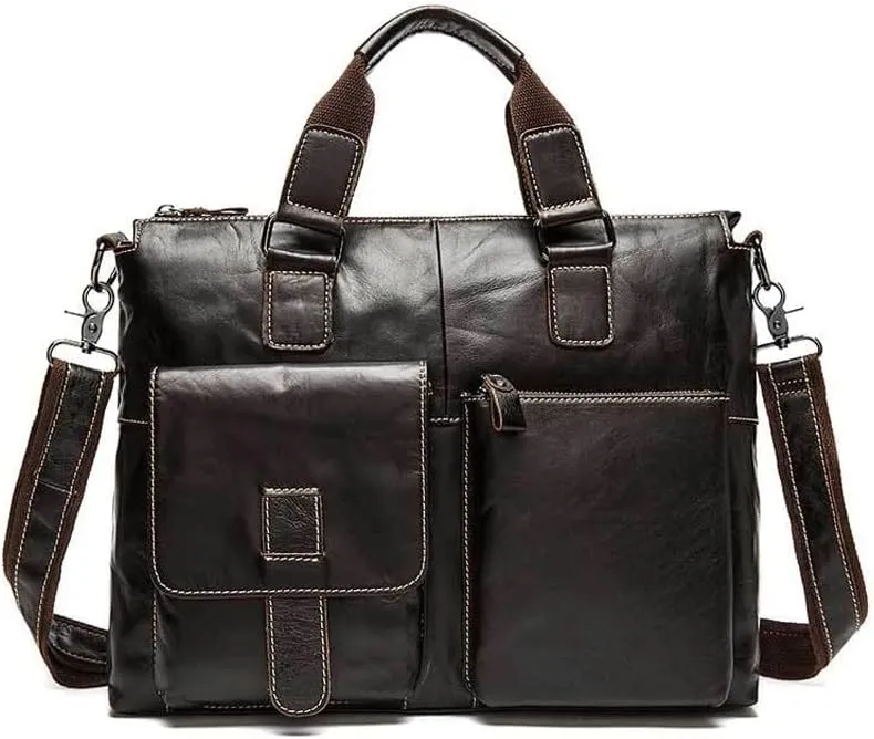 Vintage Men's Tote Briefcase Shoulder Bag Crossbody Bag Large Capacity Work Bag