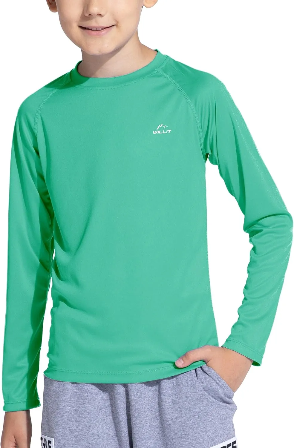 Willit Boy's UPF 50  Sun Protection Shirt Long Sleeve Rash Guard Swim Shirts Youth SPF Fishing Quick Dry Shirt
