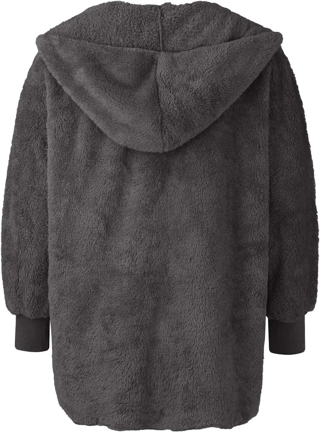 Winter Coats For Women Loose Hooded Jacket Plush Long Sleeve Cardigan Solid Color Coat