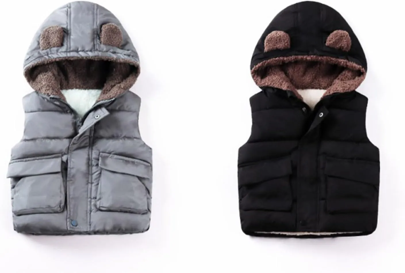 Winter Coats Girls Size 8 Boys And Girls Fall And Winter Bear Padded Hooded Vest Zipper Cotton Jacket Girls Bubble Coat